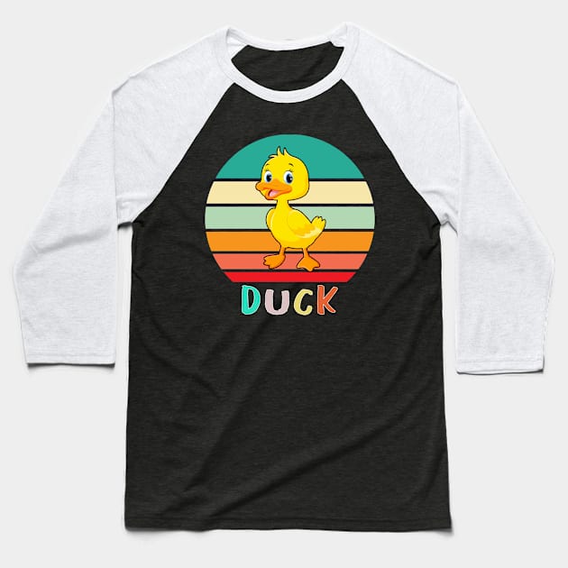 Vintage Retro Duck Baseball T-Shirt by adrinalanmaji